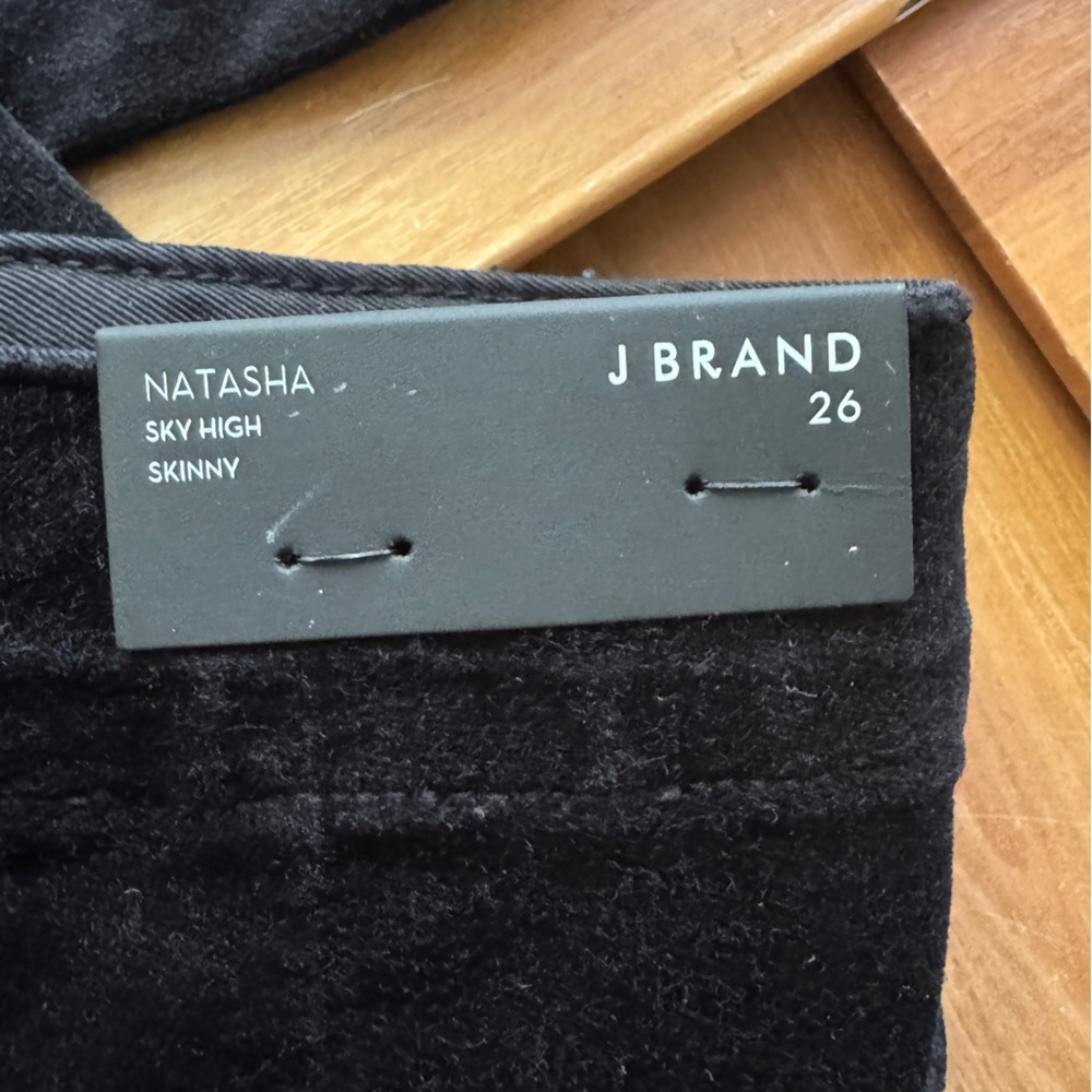 J. Brand Natasha sky high skinny black velvet jeans size 26 NWT, button fly - Picture 13 of 16